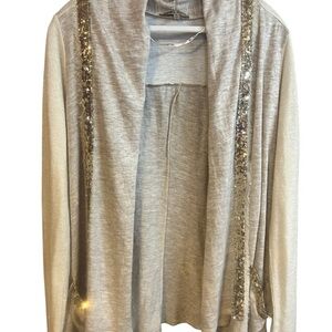 Miss Me Womens Sequin Trim with Pockets Open Cardigan Medium